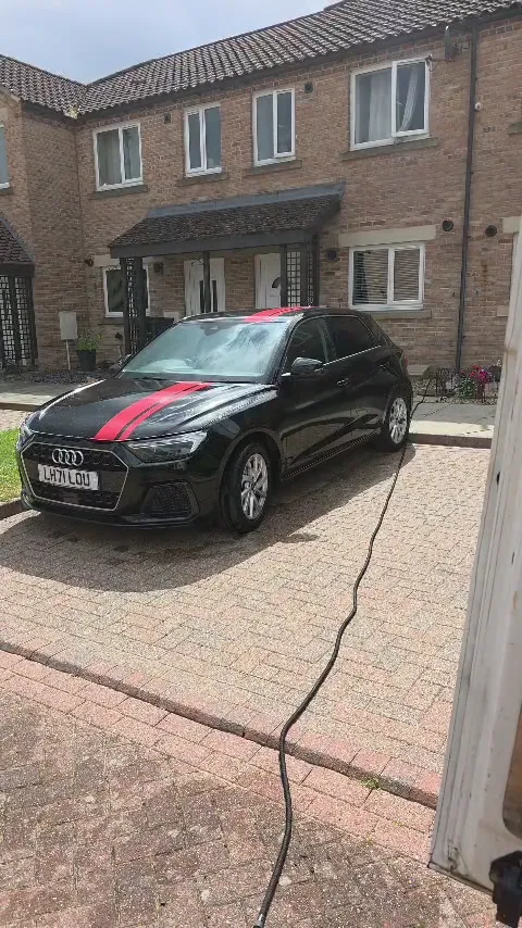 Black Audi A1 after a mobile valet