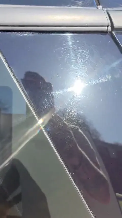 Swirl marks in paintwork before machine polishing